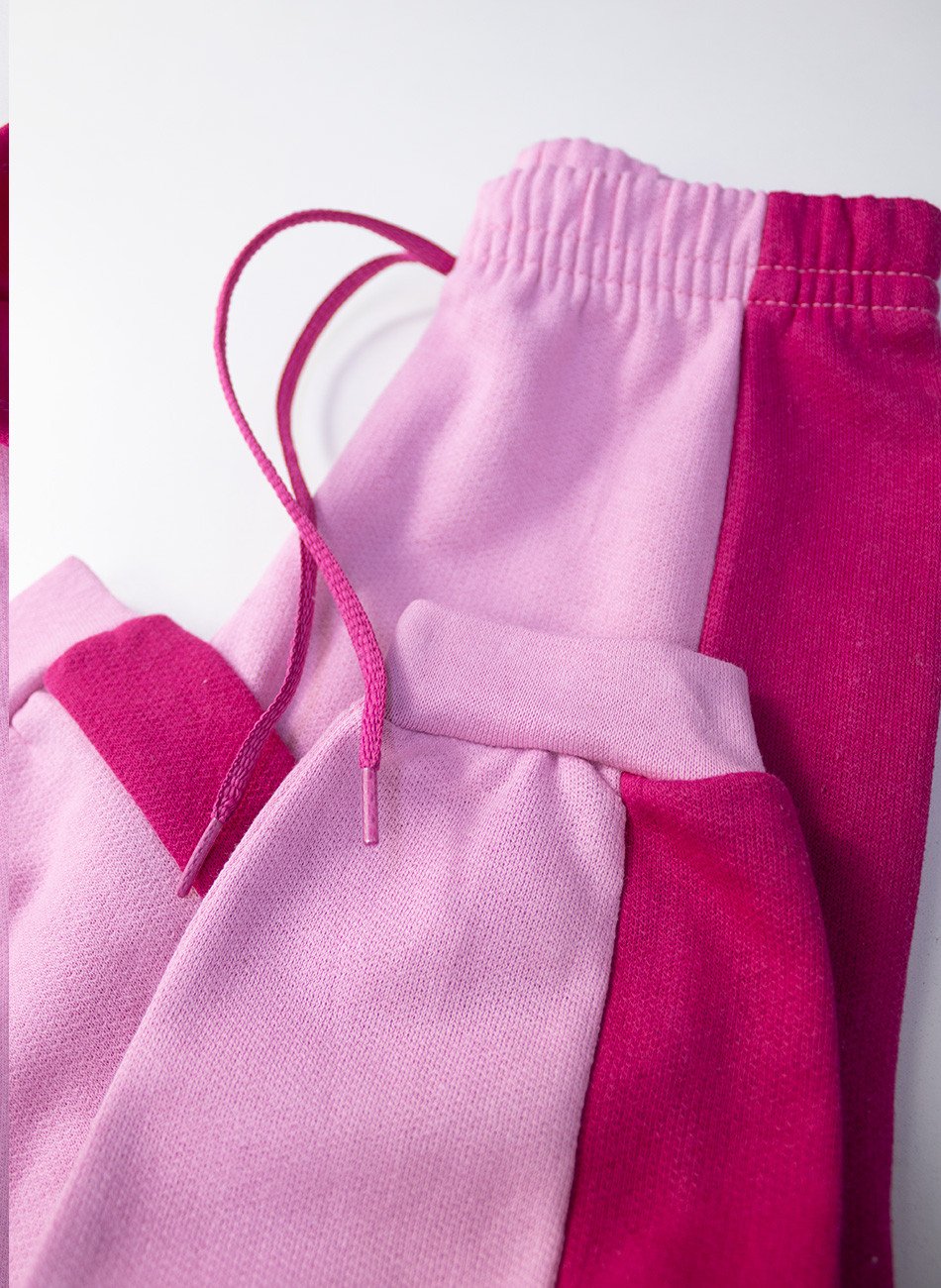 Conjunto Infantil Menina Moletom Flor Happy Rosa 0439 - Laluna