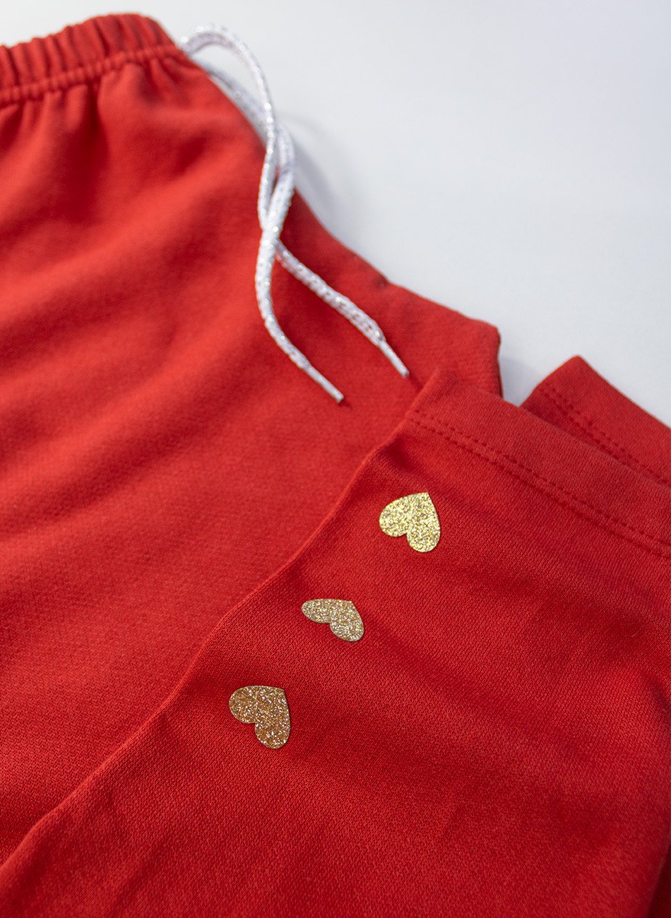 Conjunto Infantil Menina Moletom Love Vermelho 0582 - Laluna