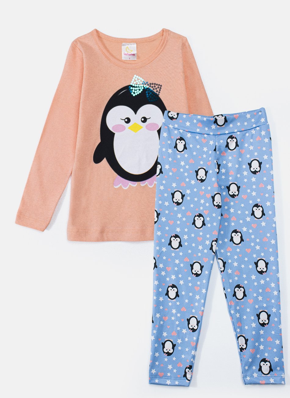 Conjunto Infantil Menina Meia Estação Pinguim 352 - Laluna