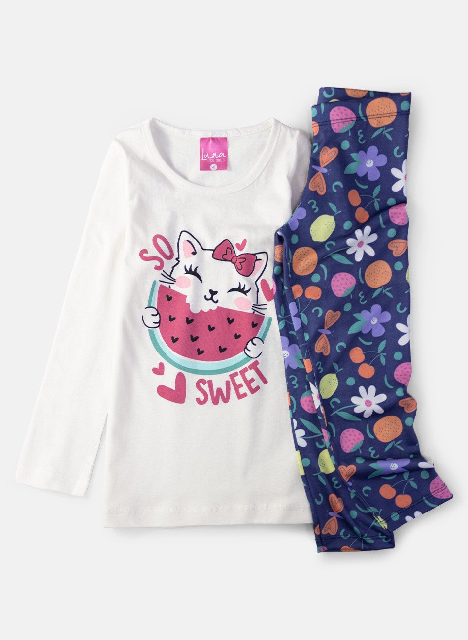 Conjunto Infantil Menina Meia Estação So Sweet Creme 0630 - Laluna