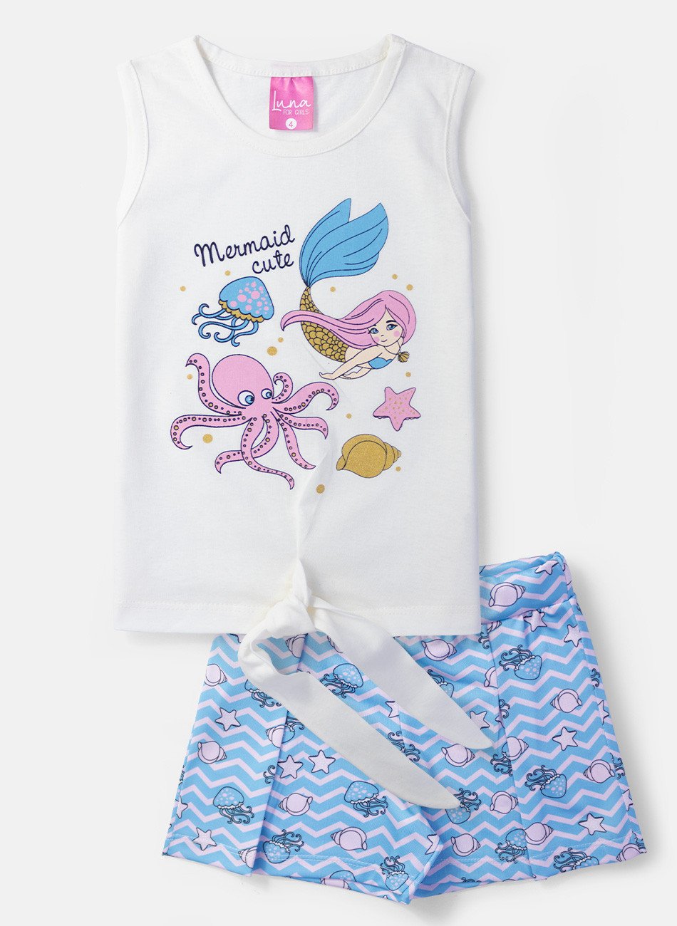Conjunto Infantil Menina Mermaid Cute Creme 04 - Laluna