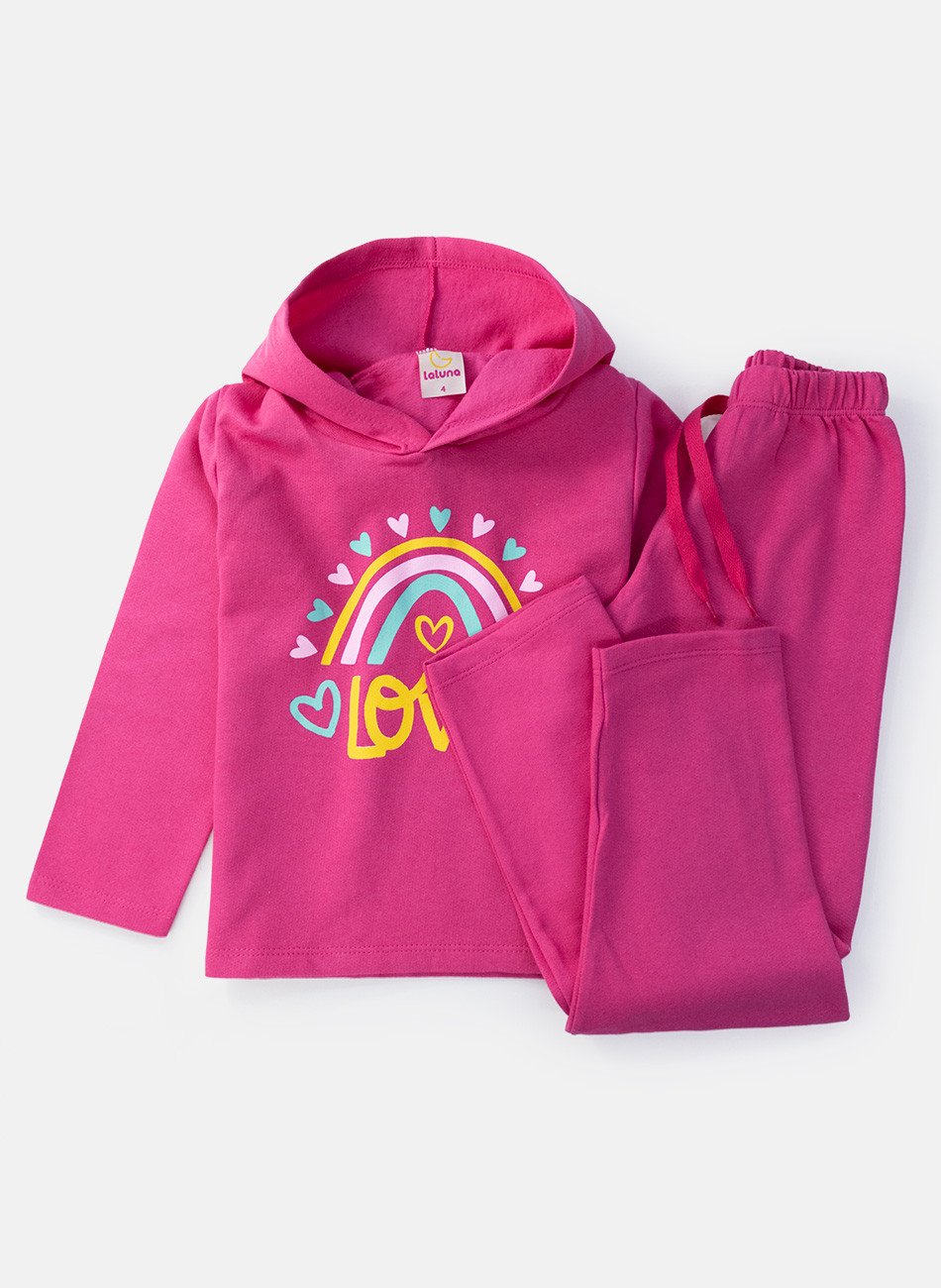 Conjunto Infantil Menina Moletom Love Pink 139 - Laluna