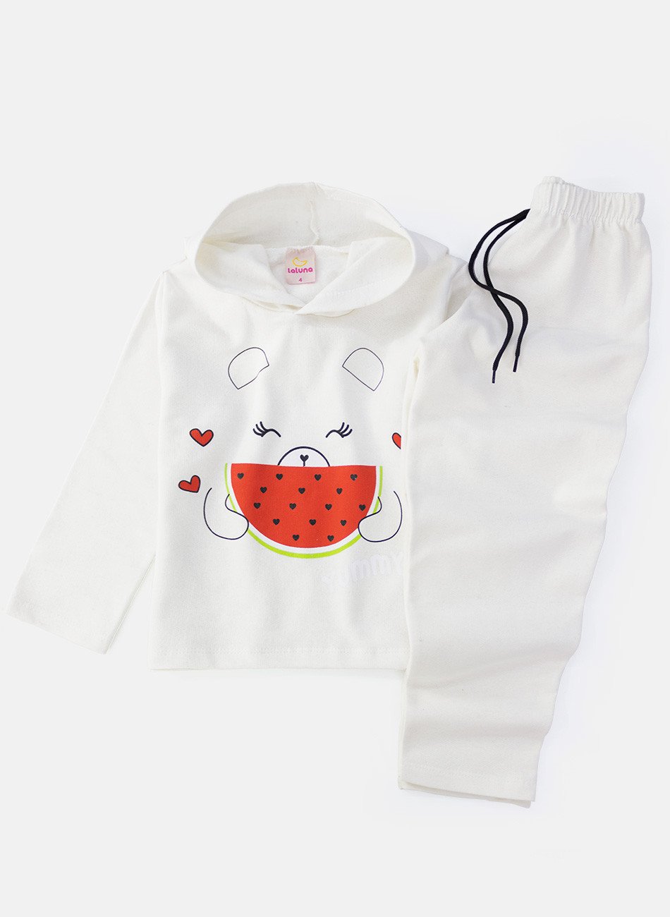 Conjunto Infantil Menina Moletom Yummy Creme 0400 - Laluna