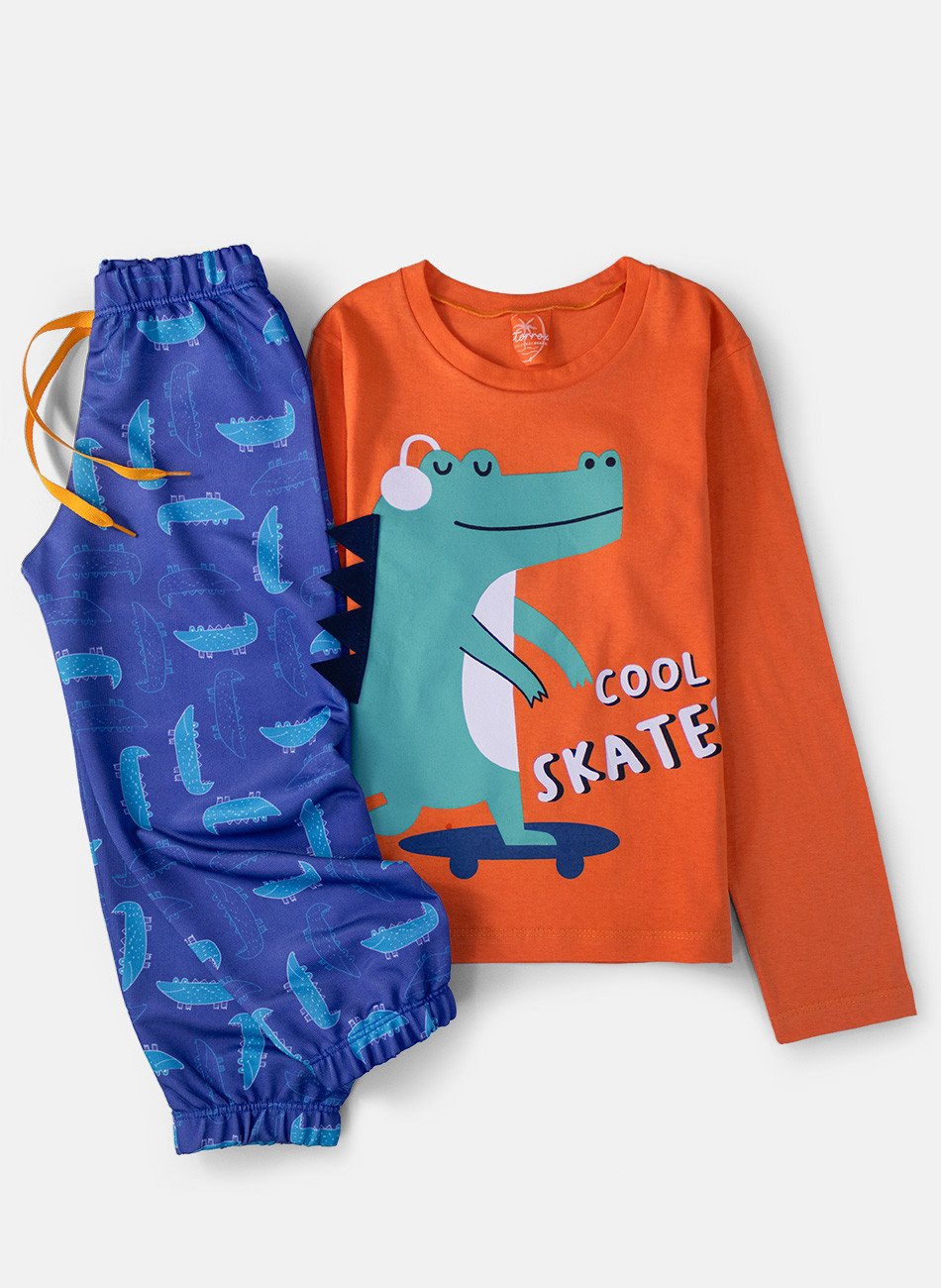 Conjunto Infantil Menino Meia Estação Cool Skater Laranja 0322 - Keki Boys