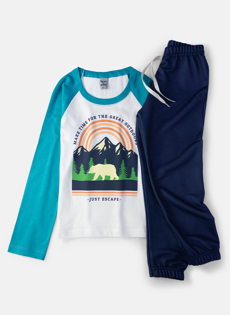 Conjunto Infantil Menino Meia Estação Make Time Creme 578 - Keki Boys