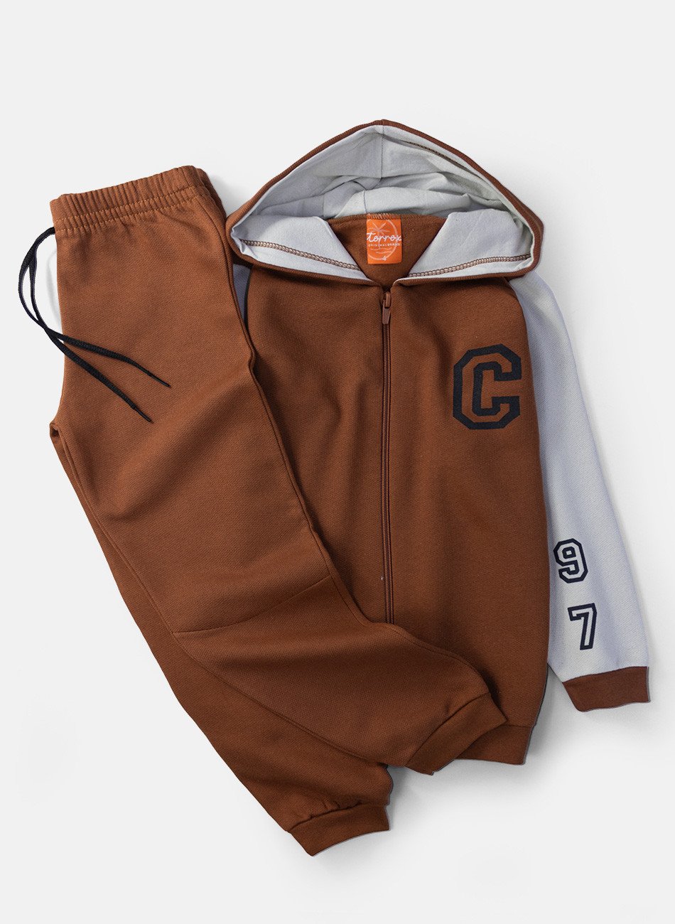 Conjunto Infantil Menino Moletom College Castanho 0614 - Torrox