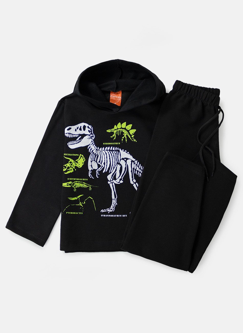 Conjunto Infantil Menino Moletom Dinossauros Preto 0663 - Torrox