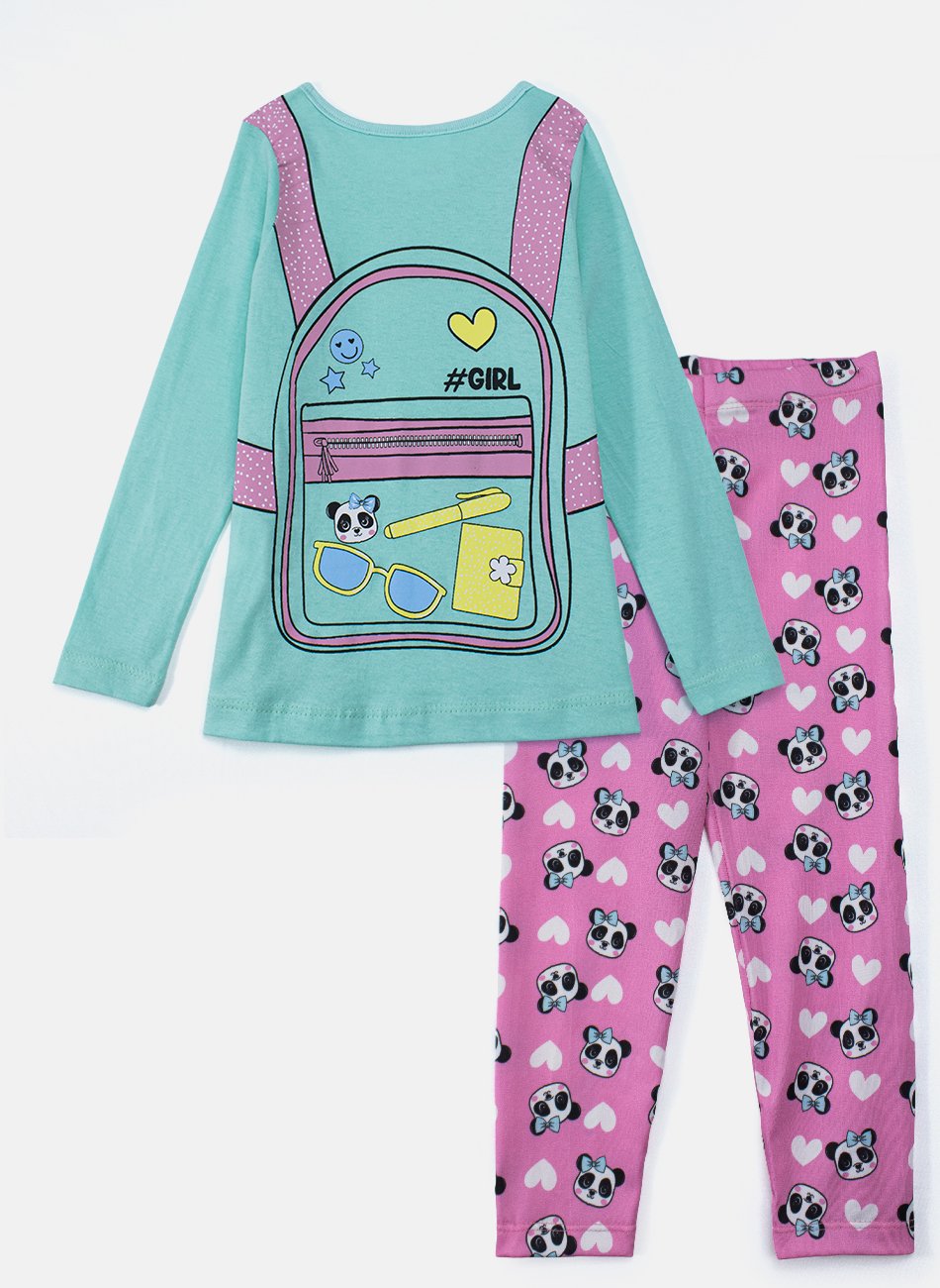 Conjunto Infantil Menina Meia Estação Girl Verde 0590 - Laluna