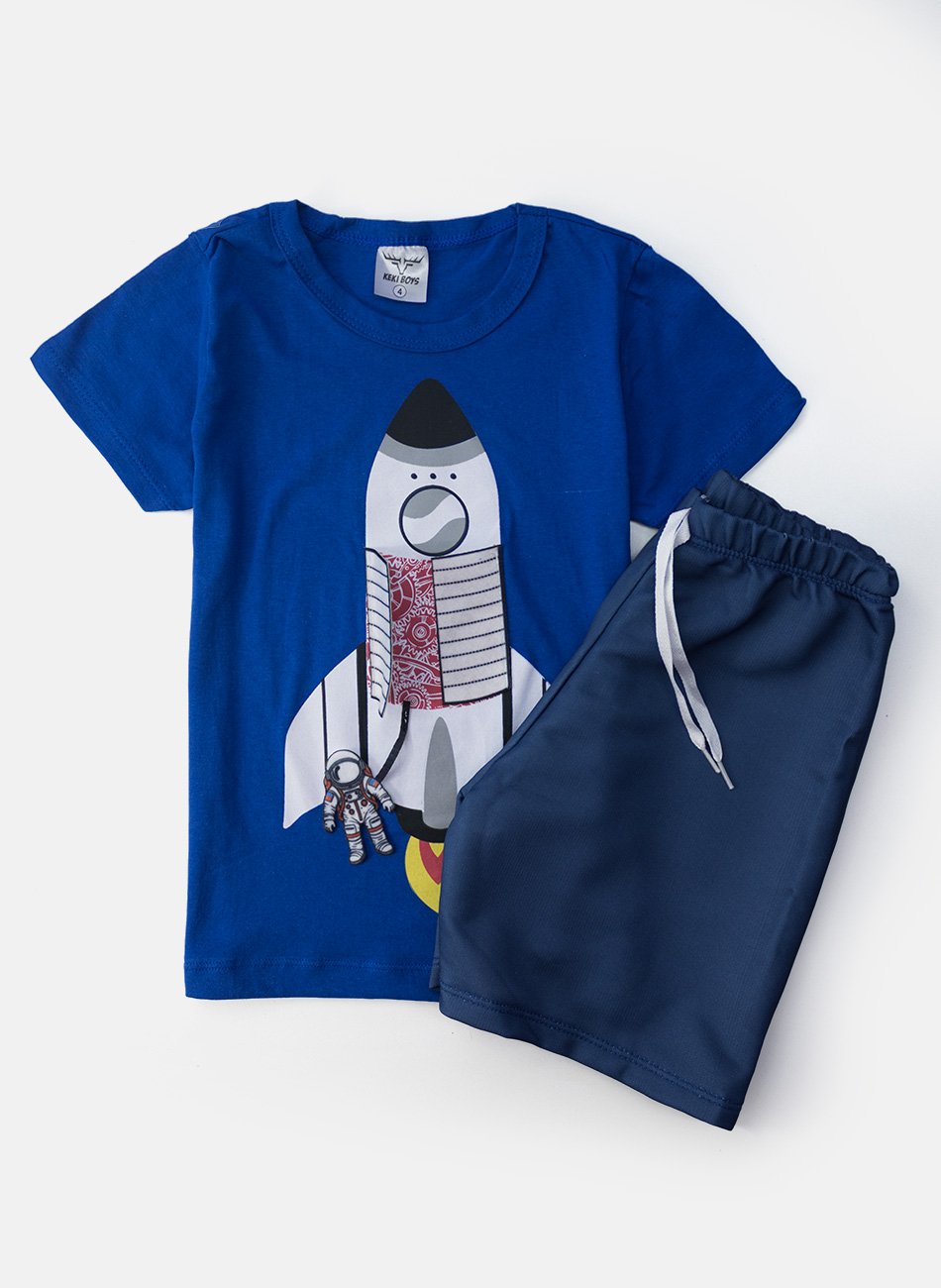 Conjunto Infantil Menino Foguete Azul 0433 - Keki Boys