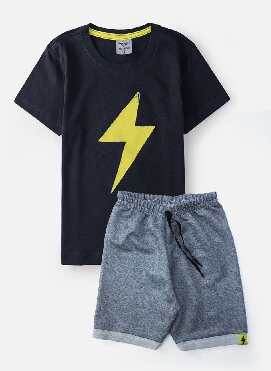Conjunto Infantil Menino Raio Preto 028 - Keki Boys