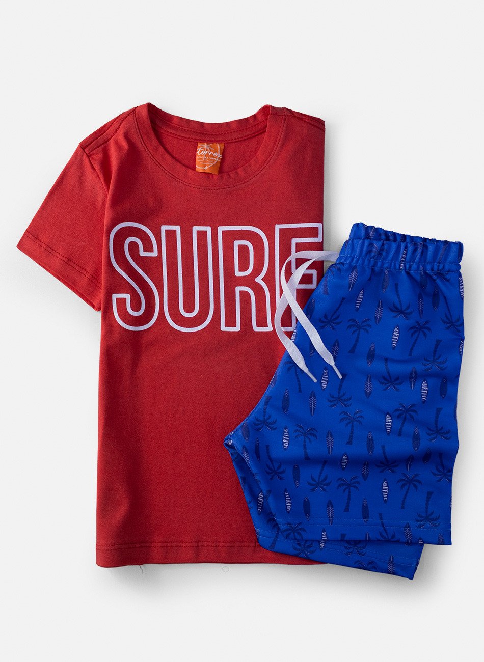 Conjunto Infantil Menino Surf Vermelho 0737 - Torrox