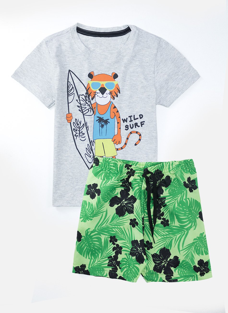 Conjunto Infantil Menino Wild Surf Mescla 0455 - Keki Boys