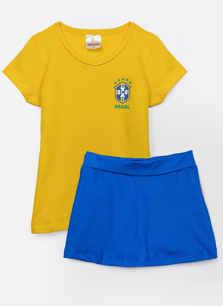 Conjunto Infantil Menina Copa do mundo Azul 465 - Laluna
