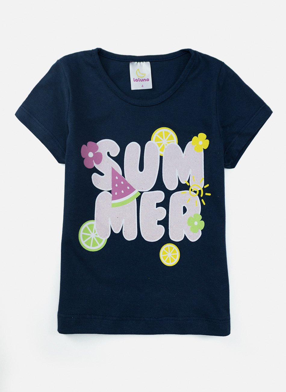 Conjunto Infantil Menina Summer Marinho 0724 - Laluna