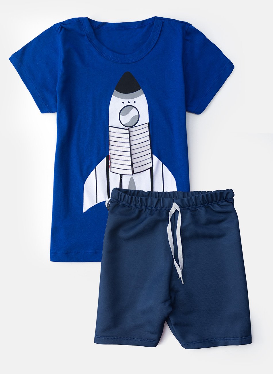 Conjunto Infantil Menino Foguete Azul 0433 - Keki Boys