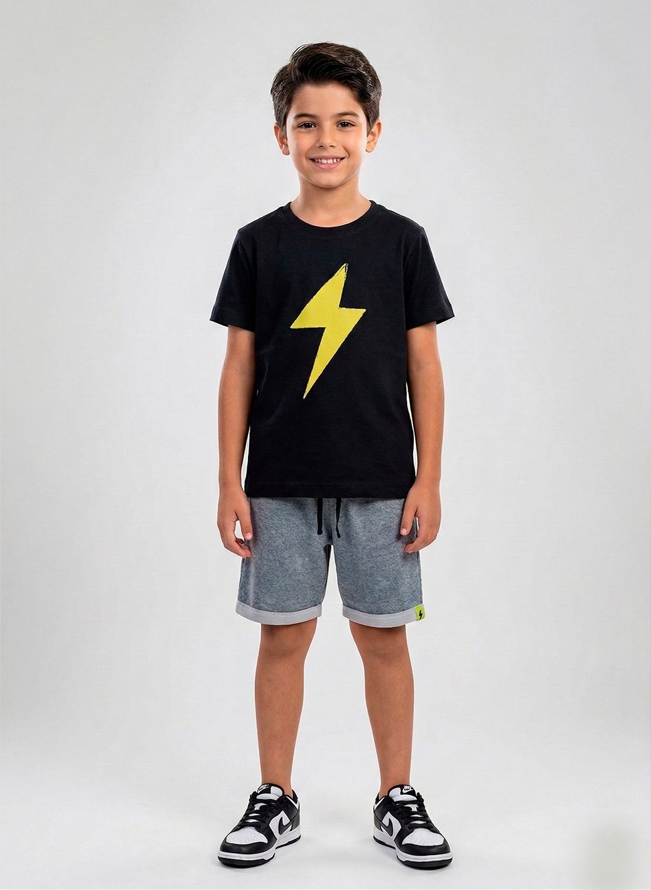 Conjunto Infantil Menino Raio Preto 028 - Keki Boys