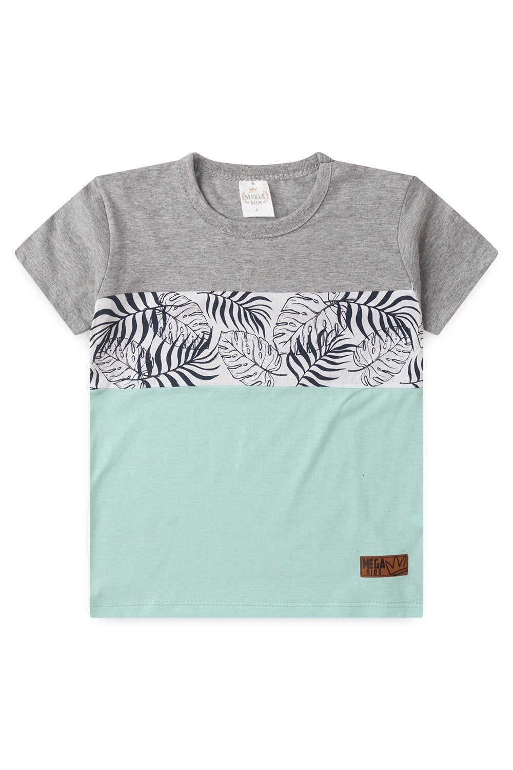 Conjunto Infantil Verão Masculino Recortes Folhas - Mescla