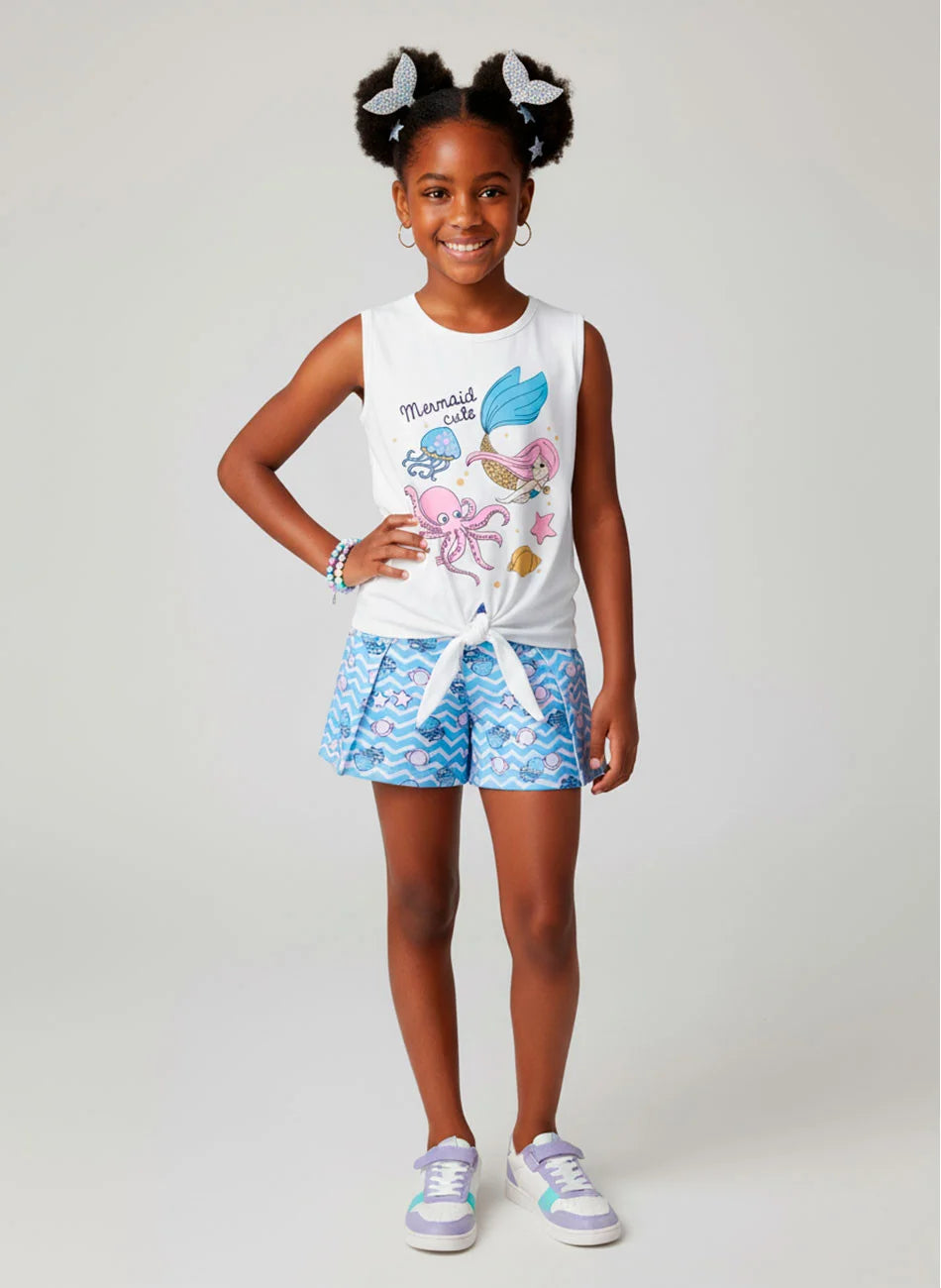 Conjunto Infantil Menina Mermaid Cute Creme 04 - Laluna