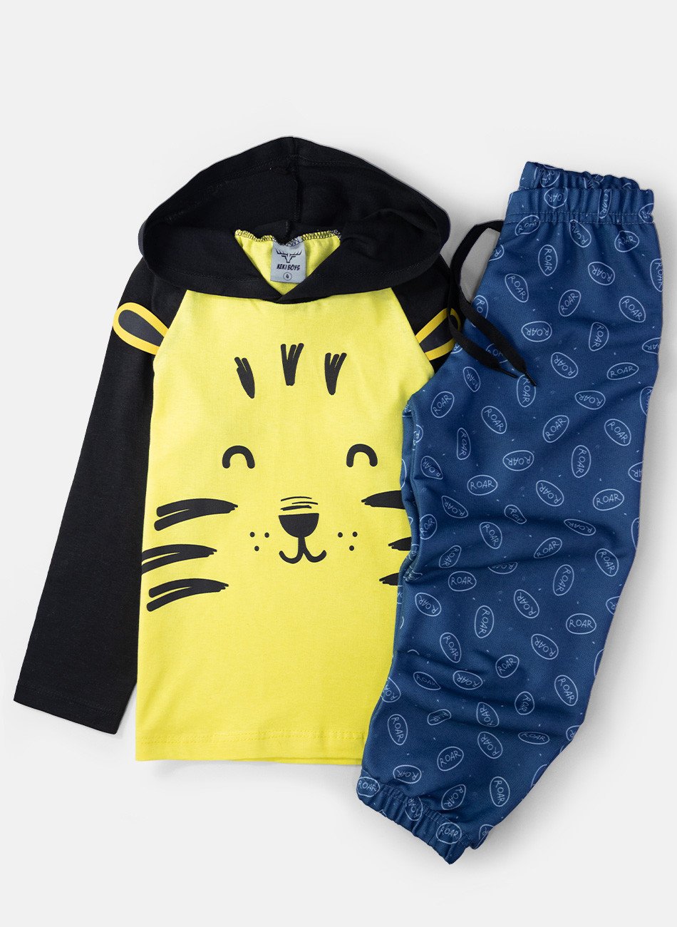 Conjunto Infantil Menino Meia Estação Tigre Mostarda 0250 - Keki Boys