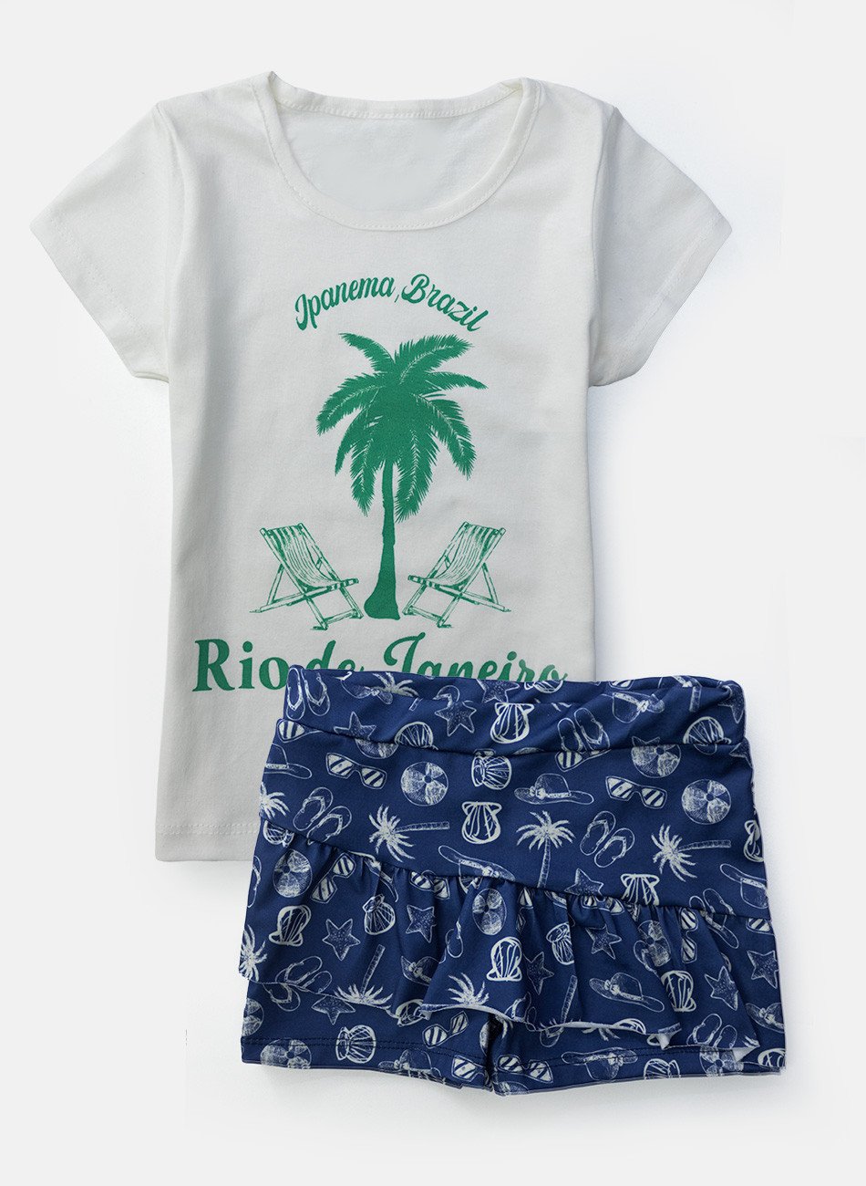 Conjunto Infantil Menina Rio de Janeiro Creme 235 - Laluna