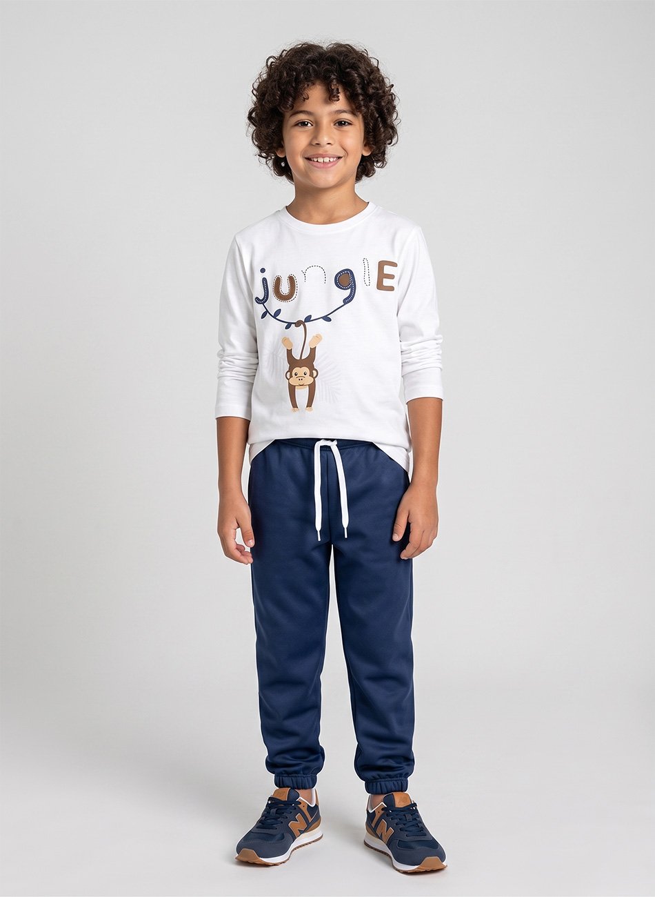 Conjunto Infantil Menino Meia Estação Jungle 0122 Off White - Keki Boys