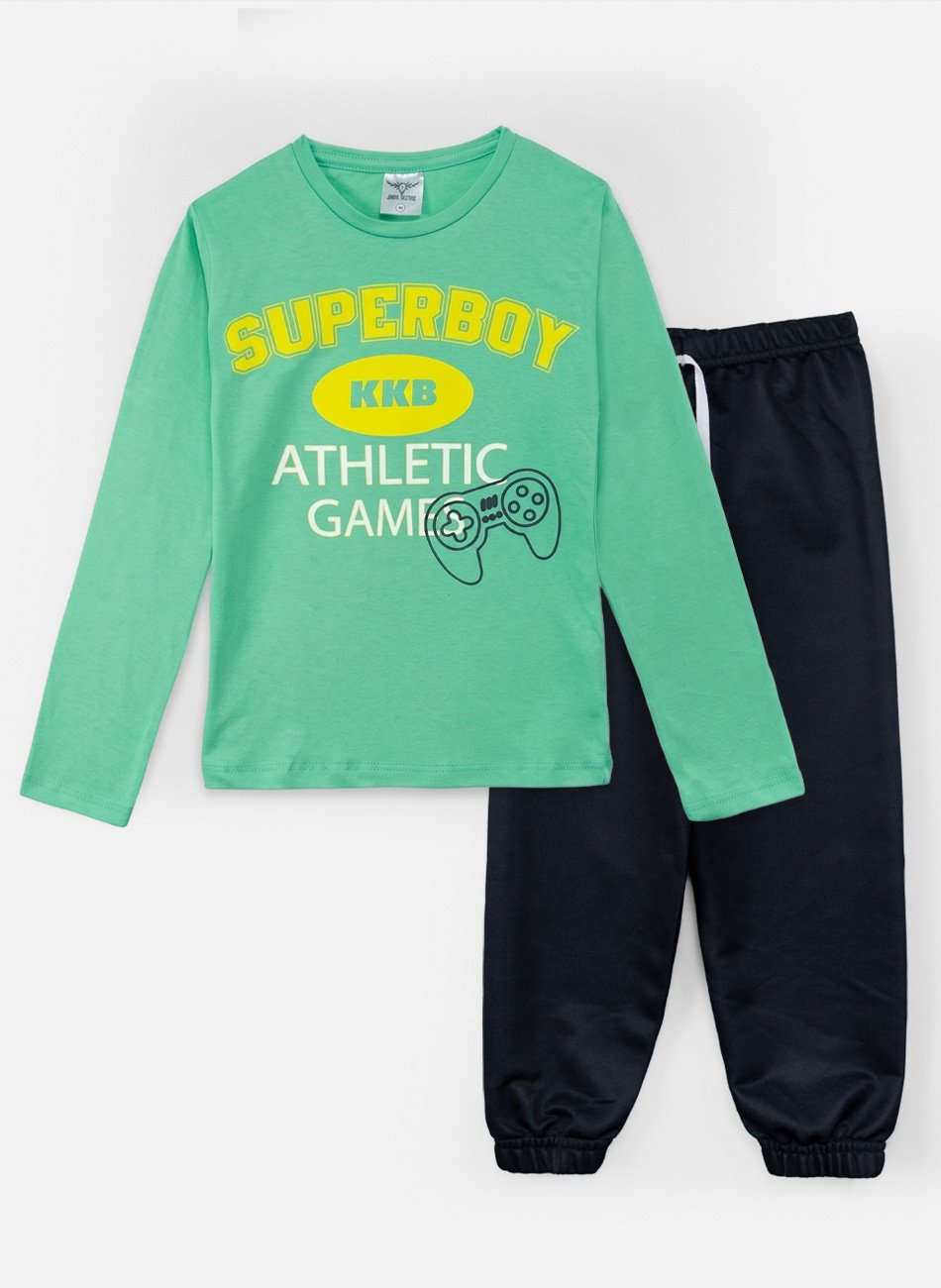 Conjunto Infantil Meia Estação Masculino Superboy Verde 0192 - Keki Boys