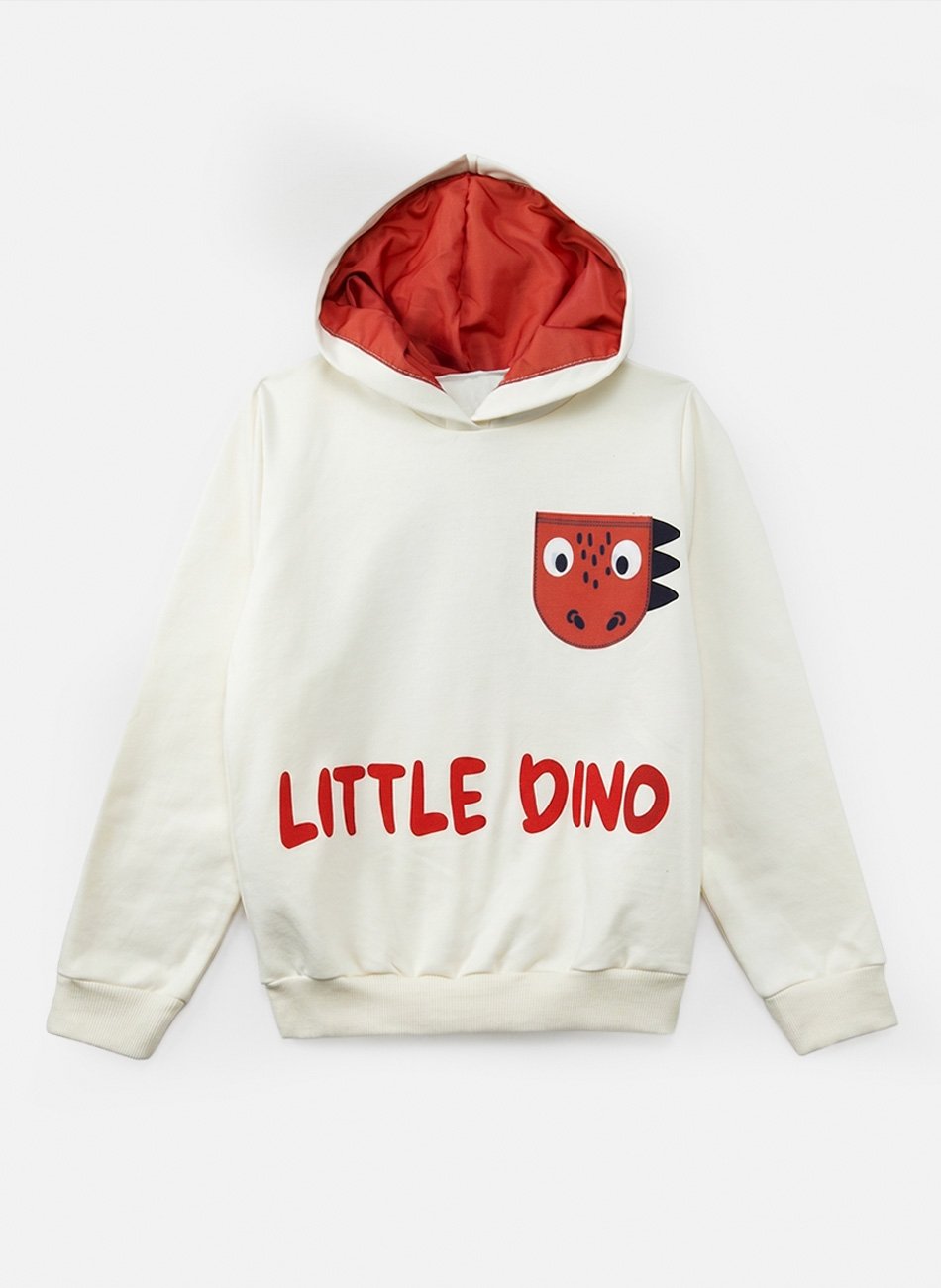 Conjunto Infantil Menino Moletom C/Capuz Little Dino Bege 0159 - Torrox