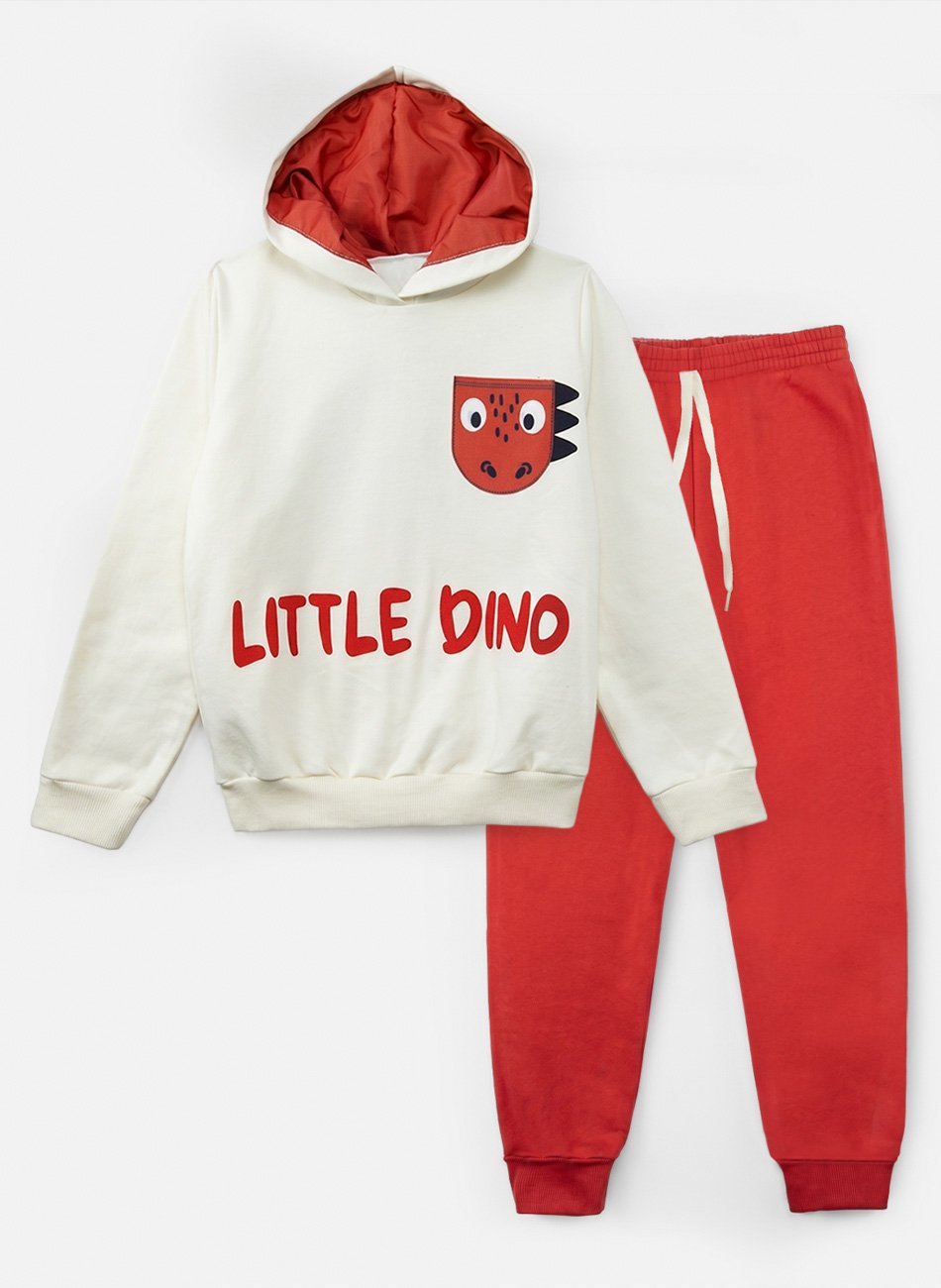 Conjunto Infantil Menino Moletom C/Capuz Little Dino Bege 0159 - Torrox