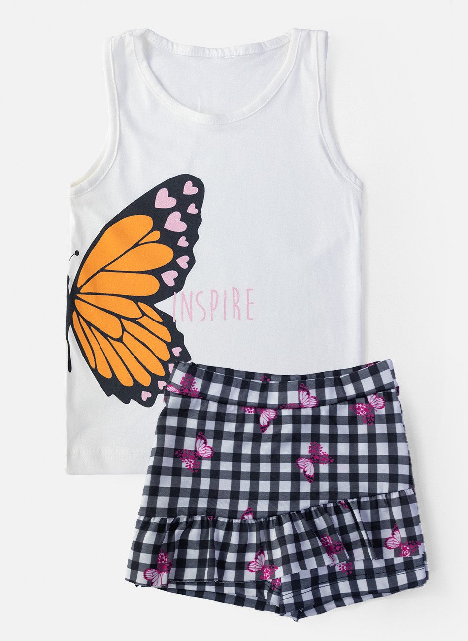 Conjunto Infantil Menina Borboleta Inspire Creme 0131 - Laluna