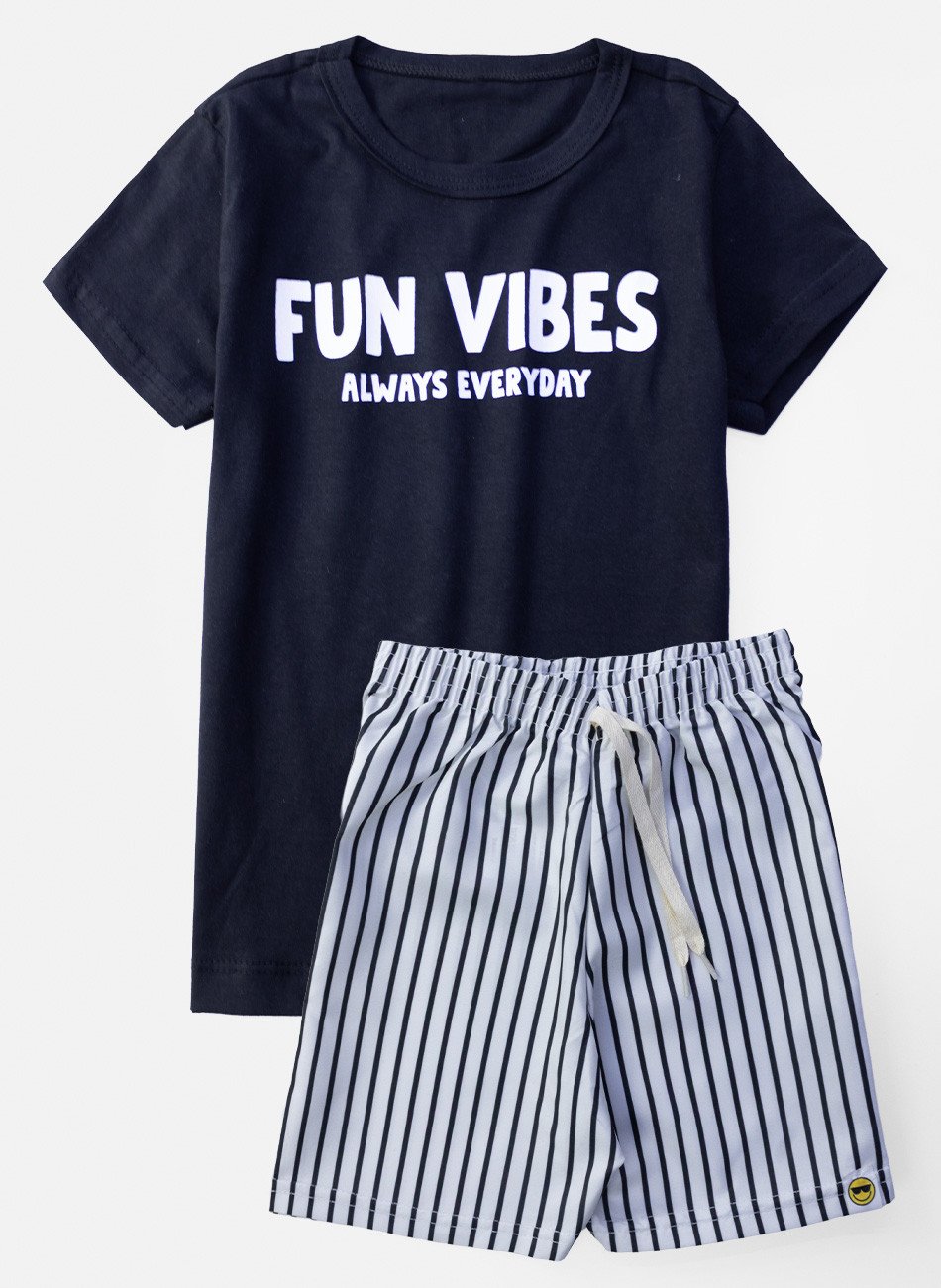 Conjunto Infantil Menino Fun Vibes Always Preto 0379 - Keki Boys