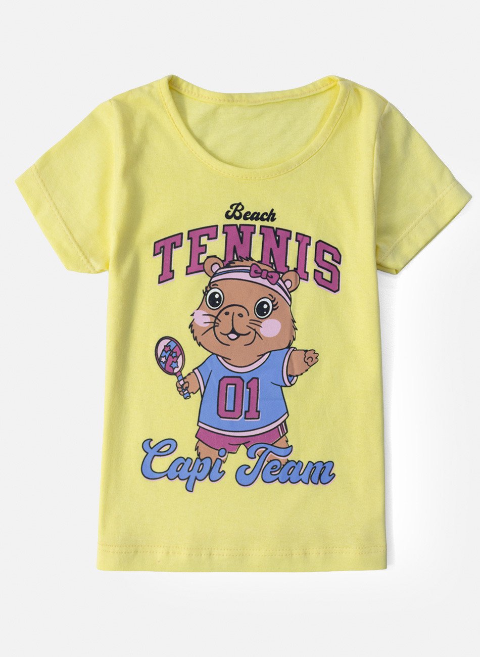 Conjunto Infantil Menina Tennis Capi Team Amarelo 09 - Laluna