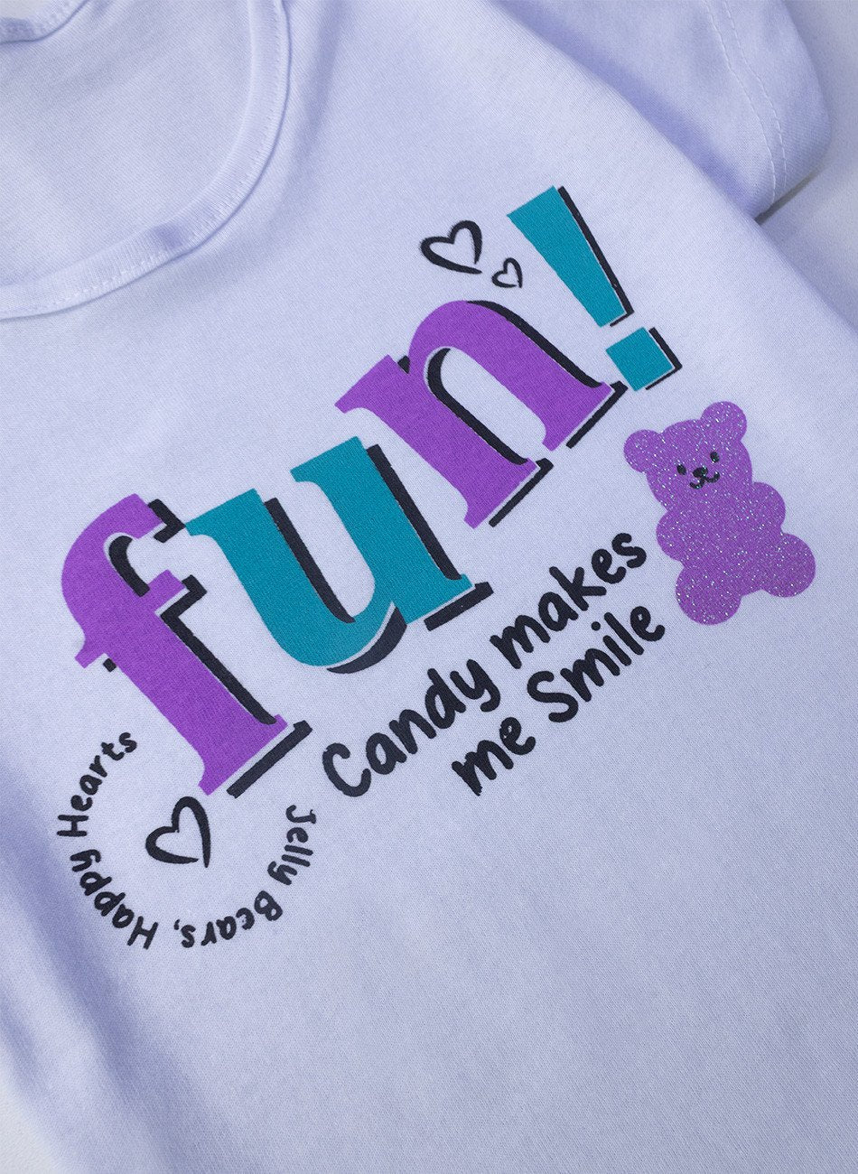 Conjunto Infantil Menina Fun! Urso Branco 0734 - Laluna