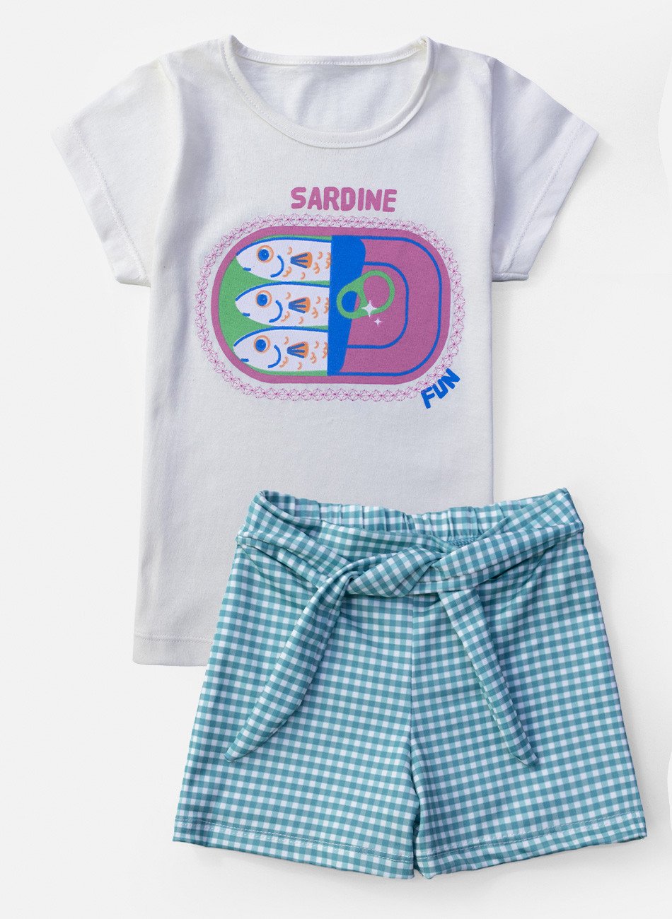 Conjunto Infantil Menina Sardine Fun Creme 0748 - Laluna