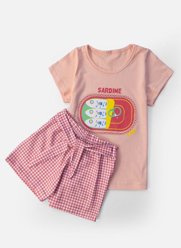 Conjunto Infantil Menina Sardine Fun Papaya 0748 - Laluna