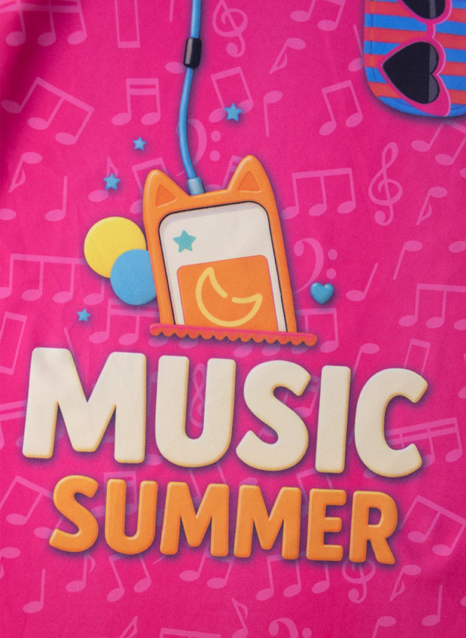 Vestido Infantil Manga Curta Music Summer Pink 231 - Laluna