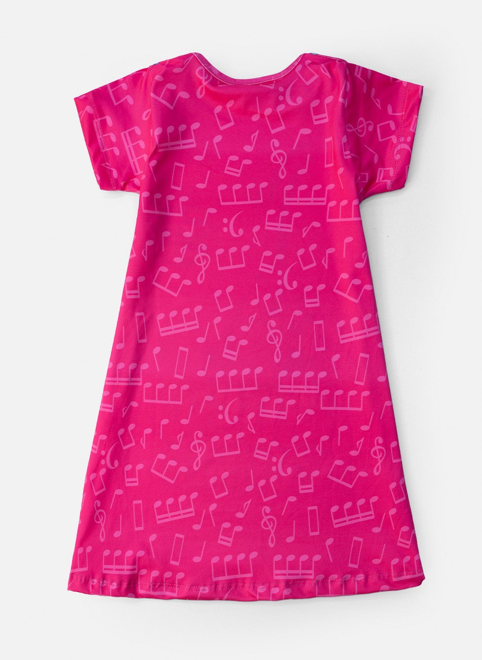 Vestido Infantil Manga Curta Music Summer Pink 231 - Laluna