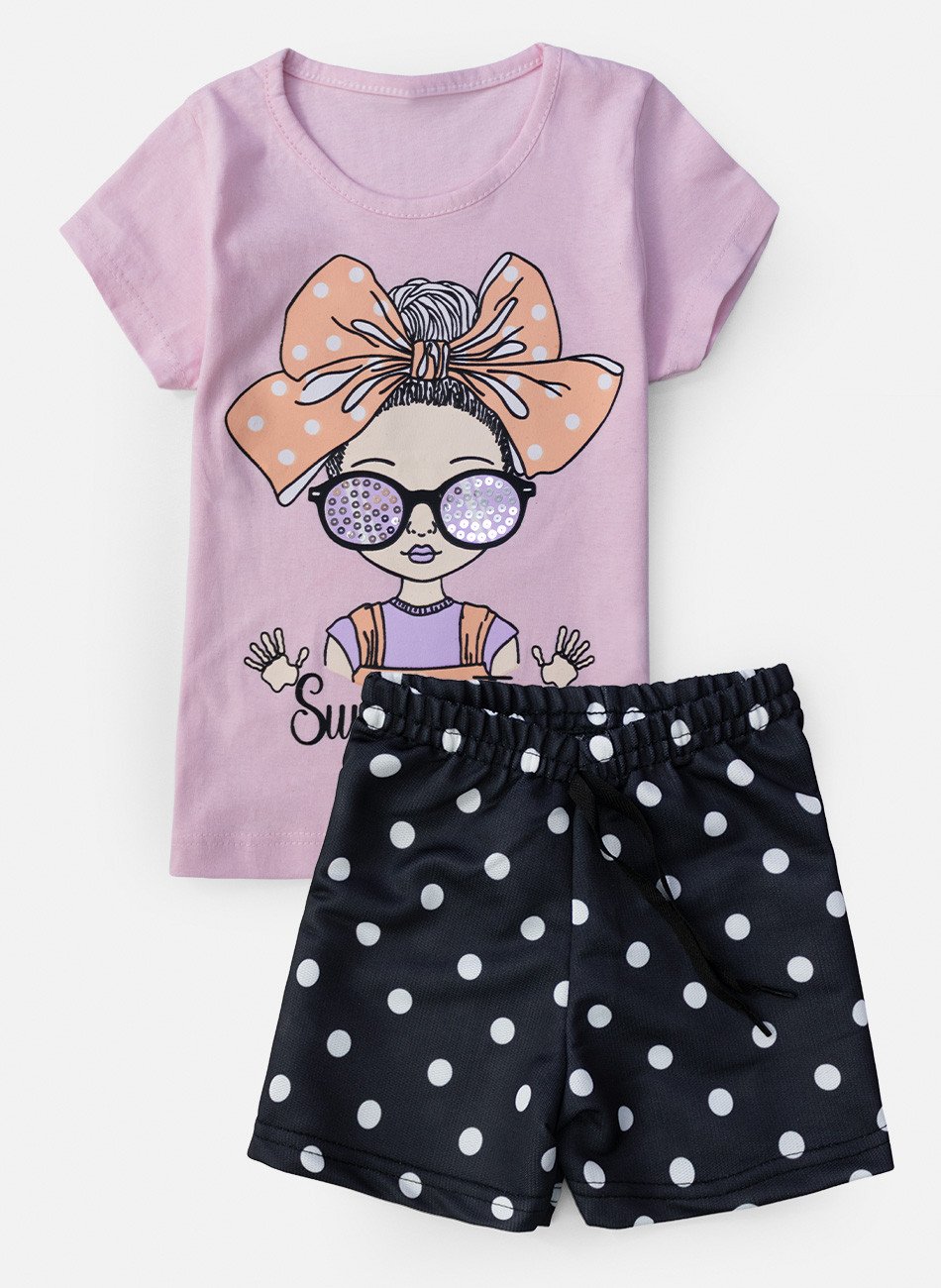 Conjunto Infantil Menina Summer Time Rosa Barbie 0501 - Laluna