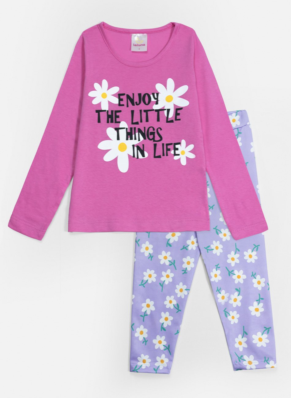 Conjunto Infantil Menina Meia Estação Enjoy The Little Rosa - Laluna