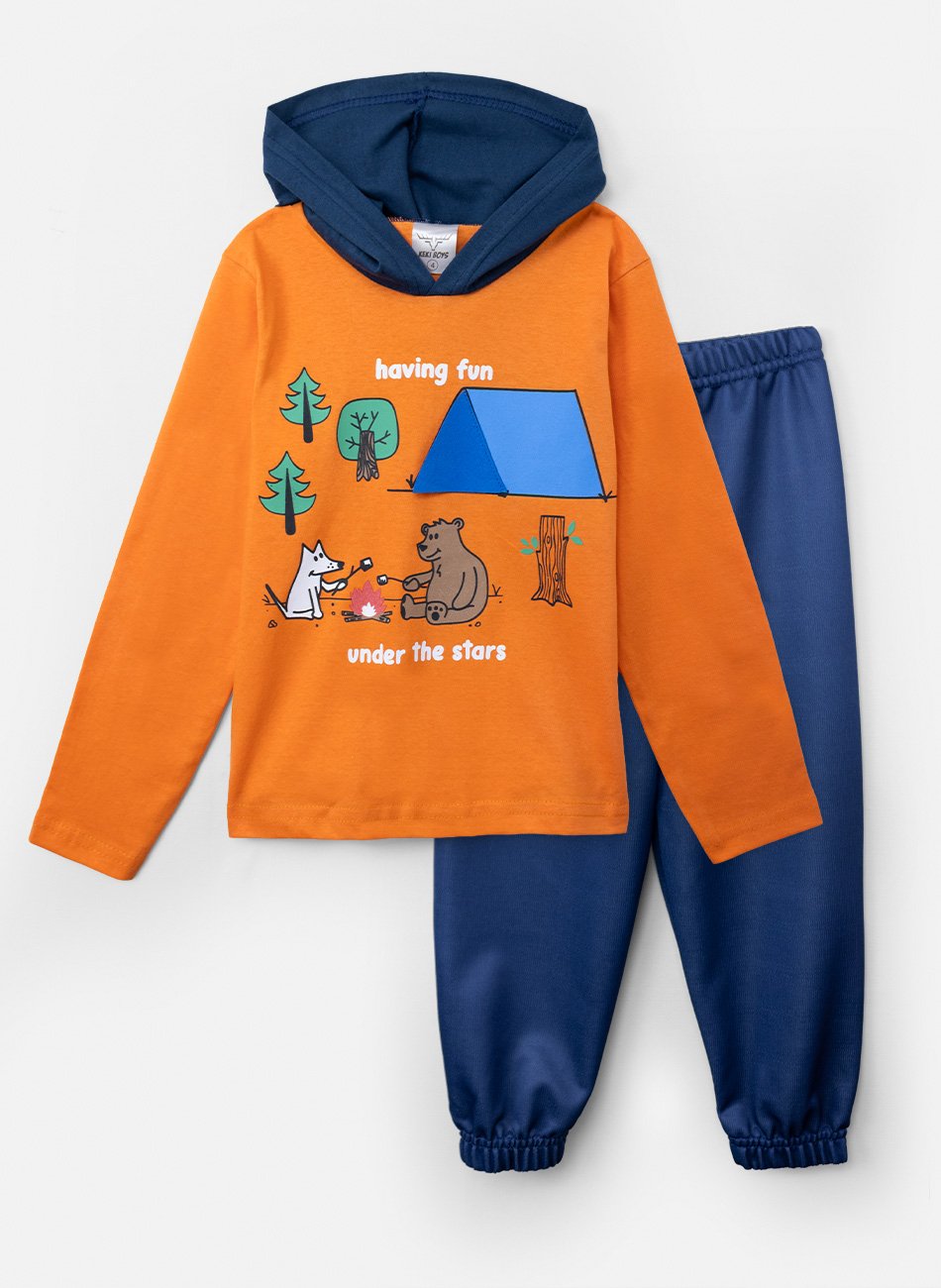 Conjunto Infantil Menino Meia Estação Having Fun Laranja 0115 - Keki Boys