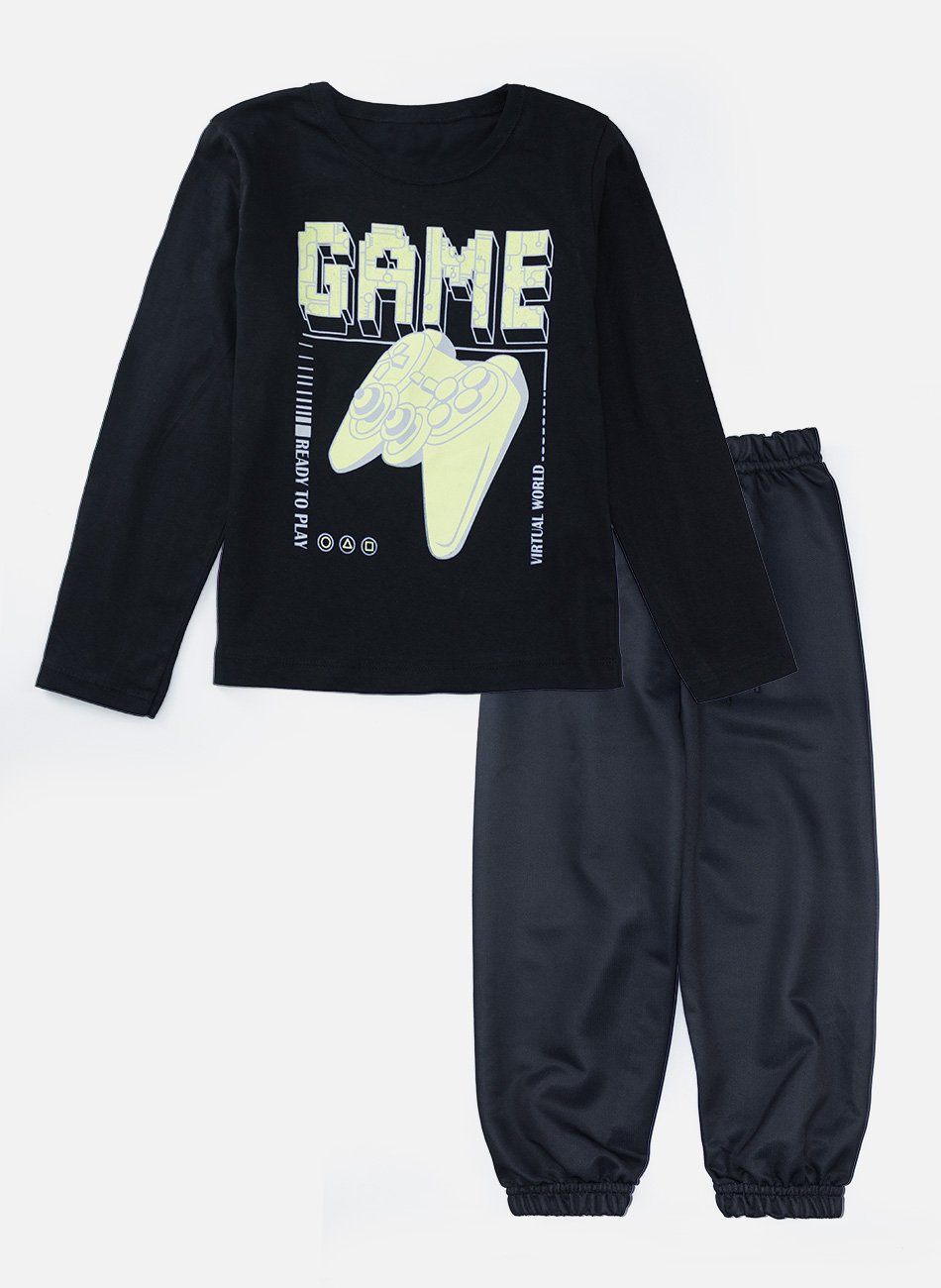 Conjunto Infantil Menino Meia Estação Game Preto 0103 - Keki Boys