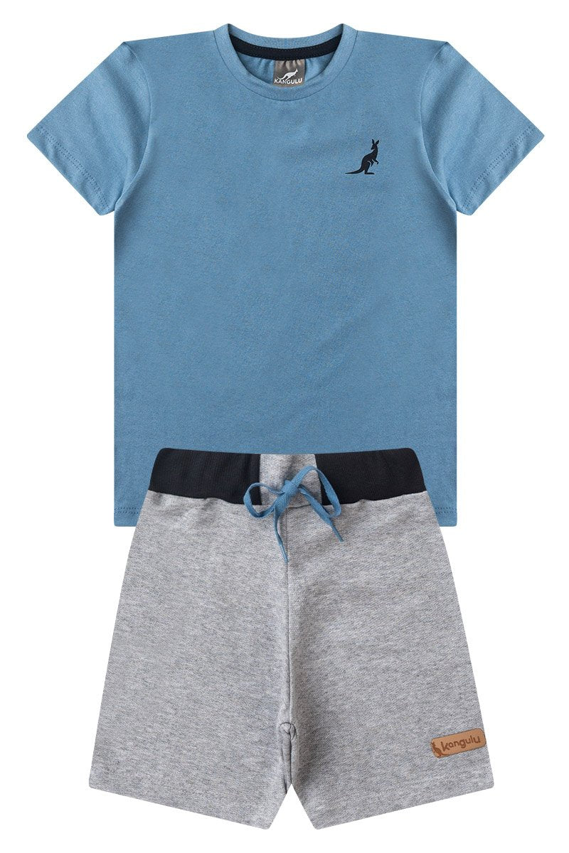 Conjunto Infantil Menino Verão Algodão Premium Kangulu Azul Cobalto