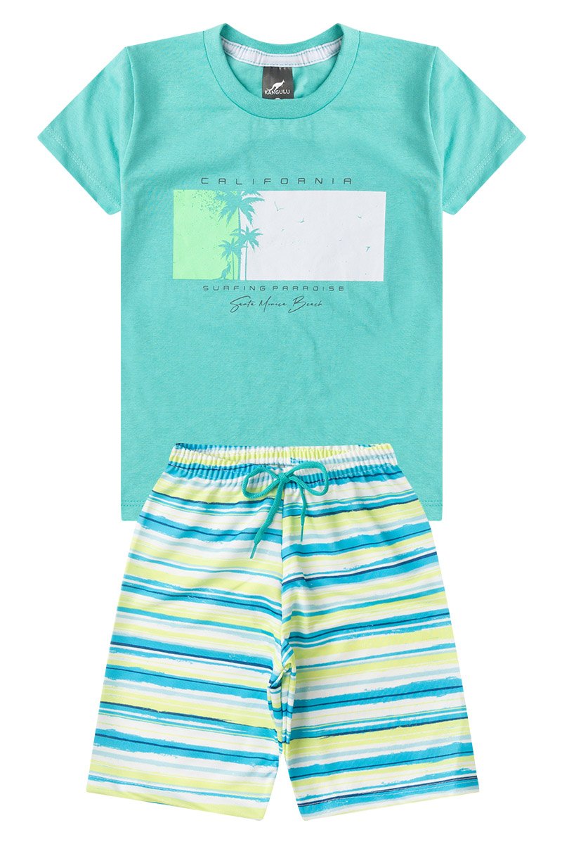 Conjunto Infantil Menino Verão California Surfing Kangulu Azul Royal