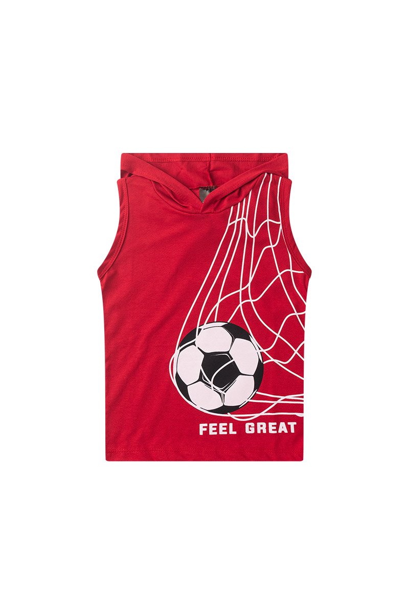 Conjunto Infantil Menino Verão Regata Futebol Kangulu Vermelho