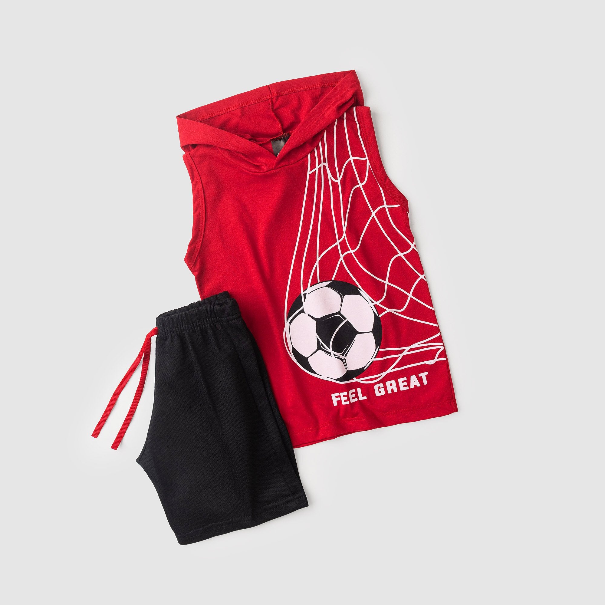 Conjunto Infantil Menino Verão Regata Futebol Kangulu Vermelho