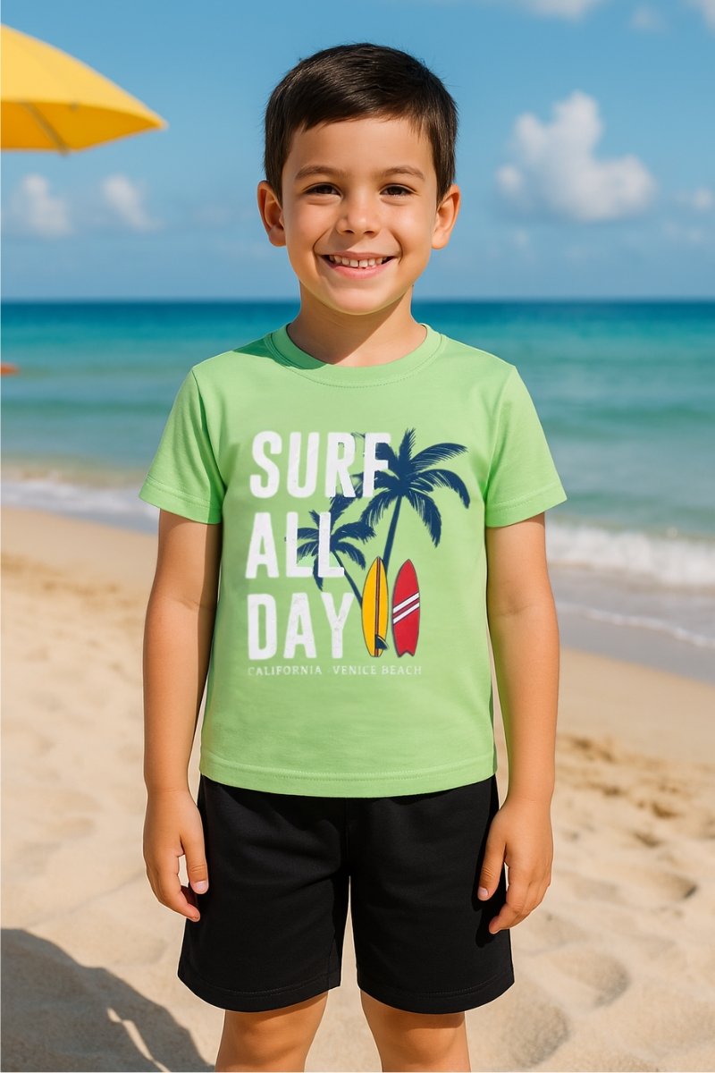 Conjunto Infantil Menino Verão Surf All Day Kangulu Verde Lima