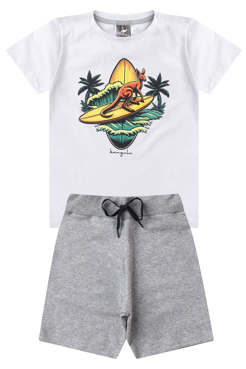 Conjunto Infantil Menino Verão Surf Kangulu Branco