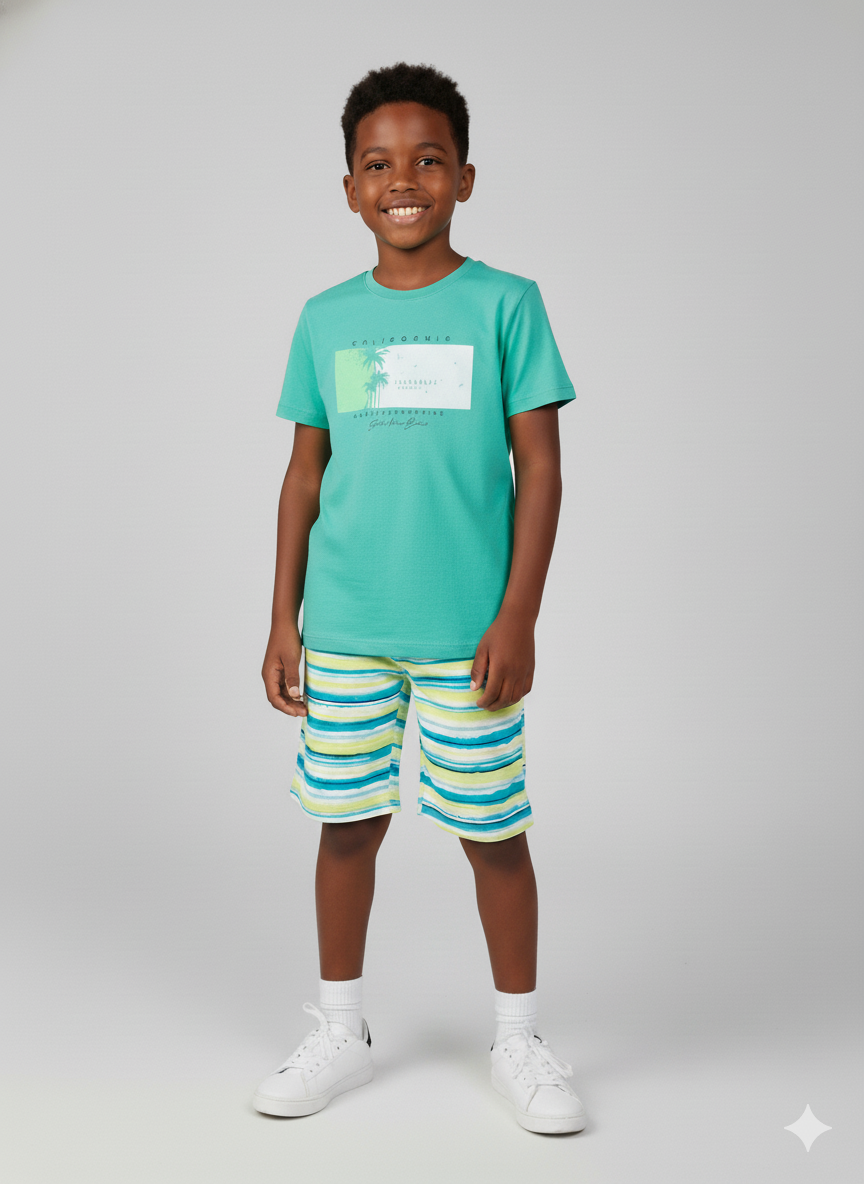 Conjunto Infantil Menino Verão California Surfing Kangulu Azul Royal