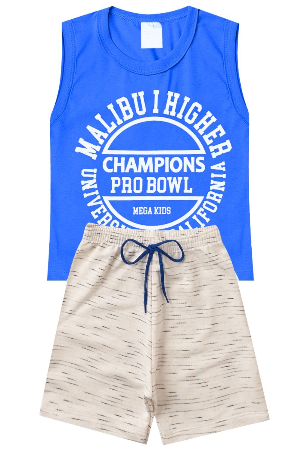 Conjunto Infantil Verão Masculino Regata Malibu - Royal