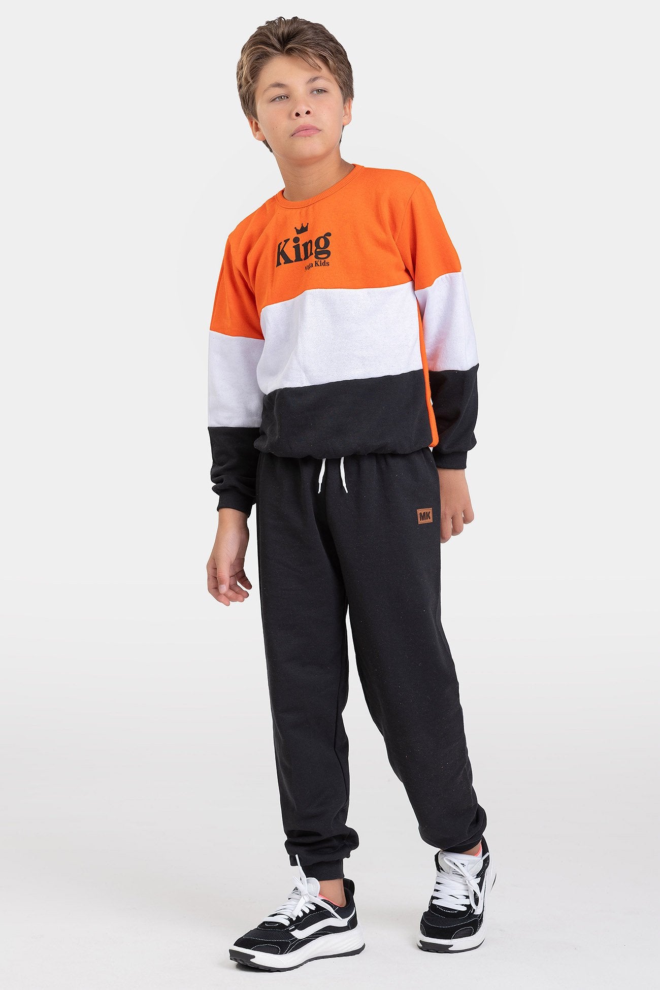 Conjunto Moletom Peluciado Infantil Masculino King - Laranja