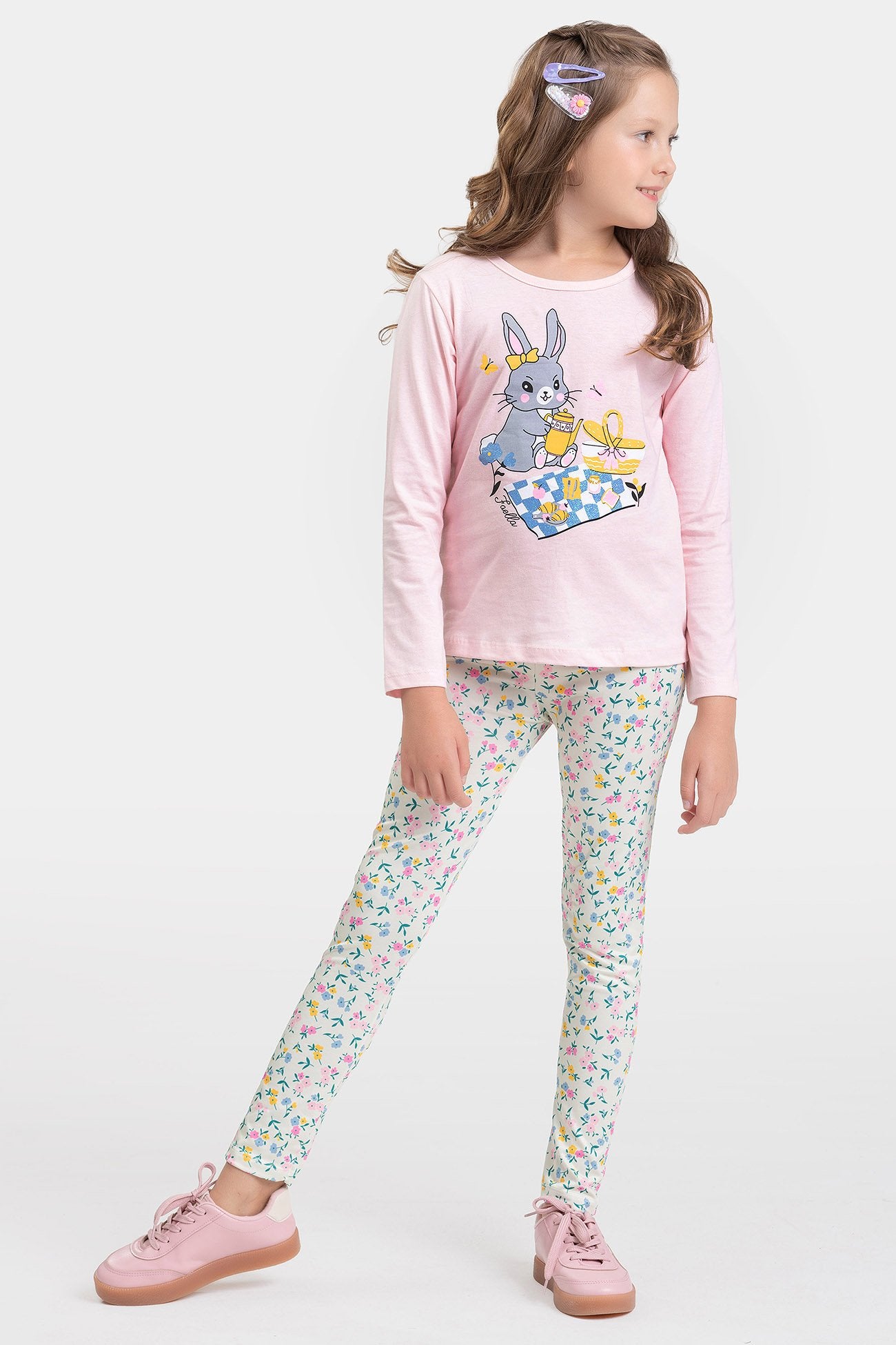 Conjunto Infantil Meia Estação Feminino Coelha - Rosa